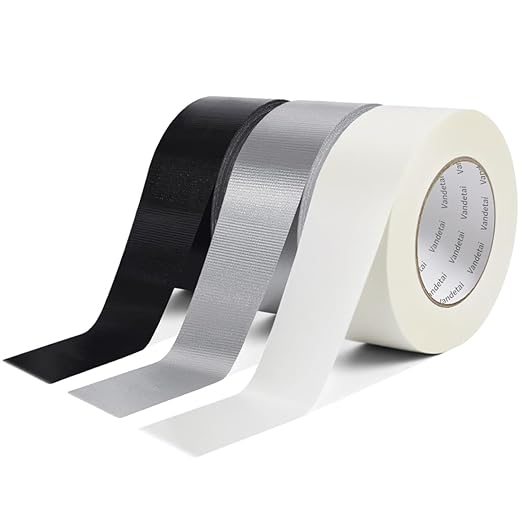 Duct Tape Heavy Duty Waterproof, Strong Adhesive Silver Duct Tape Bulk for Indoor Outdoor Repairs, DIY Work, Tear by Hand (Black + Silver + White 3 Pack, 2 Inch x 33 Yards Total)
