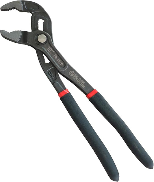 BLACK CANYON 10" Tongue and Groove Pliers, V-Jaw Groove Joint Plier with 25 Adjustable Positions, Heavy Duty 50 Cr-V Steel, Non-Slip Ergonomic Handle for Plumbing, Nuts, Bolts & Automotive Repair
