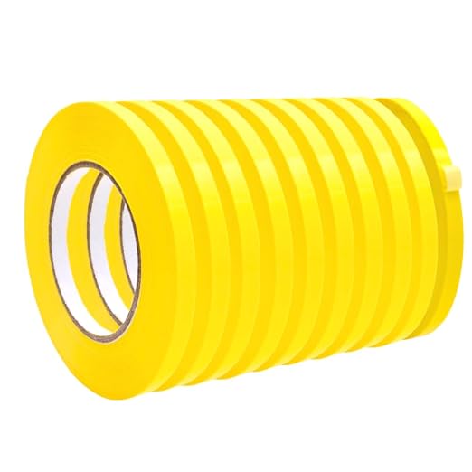 WOD Yellow Produce Poly Bag Sealing Tape, 3/8 inch x 180 yds. (Pack of 10) for Packaging and Sealing of Meat, Gifts, or Ice Bags BSTC24PVC