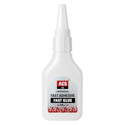 ACS Universal Thin Glue 1oz (25g) - Ultra-Fast Drying Fast Glue Gel for Wood, Leather, Rubber, Plastic & More - Precision Low Viscosity Adhesive