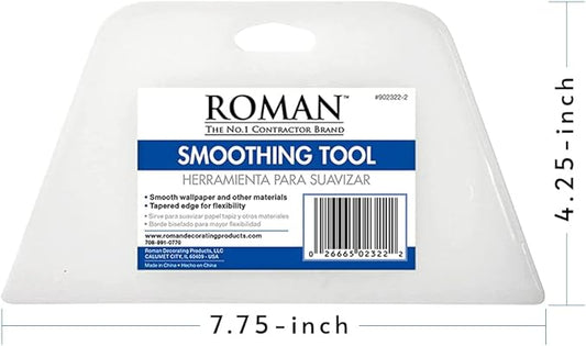 ROMAN’s Wallpaper Smoothing Tool for Home Improvement, Wallpaper Smoother for Installation, 7.75-Inch Wide, Plastic, White