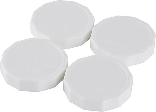 Jarware White Mason Jar Lids, Set of 4 Wide Mouth Plastic Lids for Mason Jars