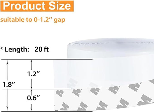 20 Ft Weather Stripping Door Seal Strip Tape, Silicone Door Draft Stopper,Self Adhesive Shower Door Bottom Seal, Door Insulation Strip for Door Frame Windows and Glass Gaps (Transparent, 45mm)