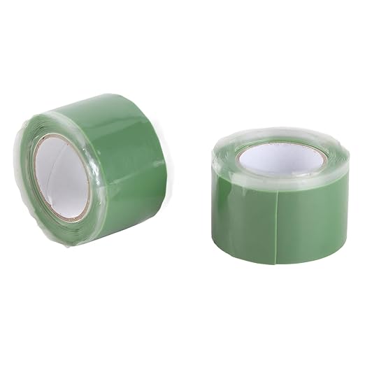 Self Fusing Silicone Tape, Waterproof Insulation Adhesive Tape, 2 Rolls 1.5m x 2.5cm - Heat, Easy Tear, Durable Pipe and Hose Repair Solution (Green)