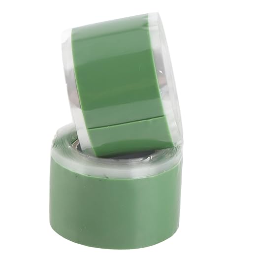 Self Fusing Silicone Tape, Waterproof Insulation Adhesive Tape, 2 Rolls 1.5m x 2.5cm - Heat, Easy Tear, Durable Pipe and Hose Repair Solution (Green)