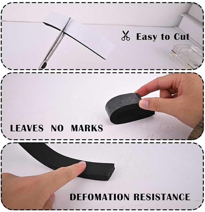 1/2 inch Wide x 1/4 inch Thick Single Sided Foam Weather Stripping, Closed Cell, High Density, Soundproof, Self-Adhesive Foam Insulation Strip for Door Frame, AC Window Units, Black