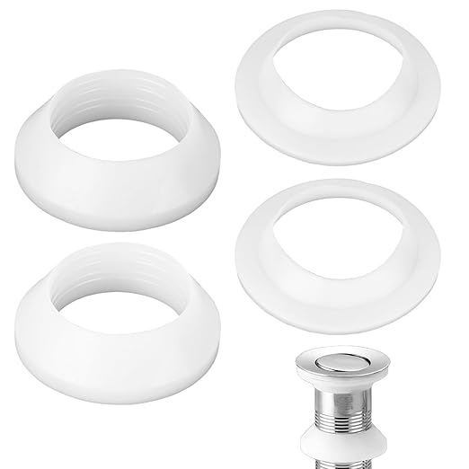 4pcs Universal Basin Drain Gasket, Silicone Seals Drainage Ring Bathroom Pop Up Sink Drain Plug Rubber Washer Overflow Stopper Replacement for Kitchen Bath Tub Bathtub Toilet