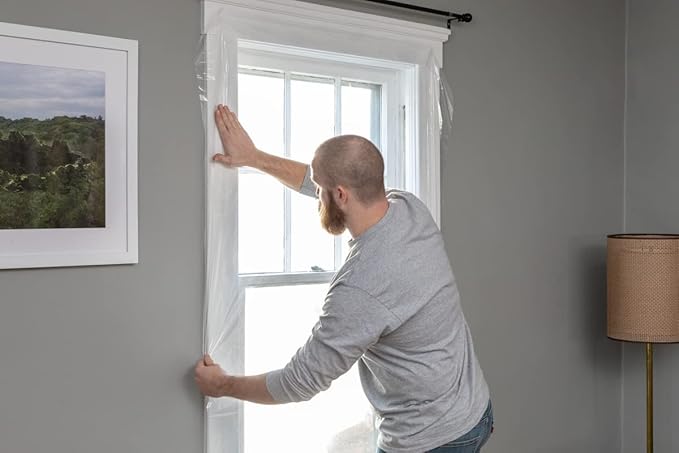 Duck Brand Window Insulation Kit - Winter Seal Kit Fits up to 10 Windows - Rolled Shrink Film Cuts to Size for Easy Indoor Installation - Tape Included - 62 in. by 420 in.- Clear