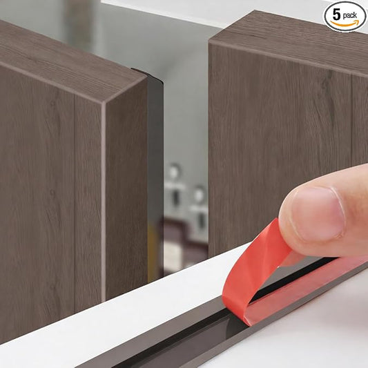 Cabinet Door Seal Strip, 45.9 FT Weather Stripping Gap Filler with Strong Adhesive, Silicone Dustproof Door Seal for Cabinet, Wardrobe & Cupboard (Transparent Brown)