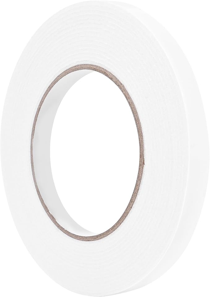 Double Sided Foam Tape 0.39In x 16.5FT, Mounting Tape Heavy Duty, Strong Adhesive Weatherproof Seal Strips for DIY Craft Picture Poster, Car & Gap Filling Mountings, Home Office Decor (White)