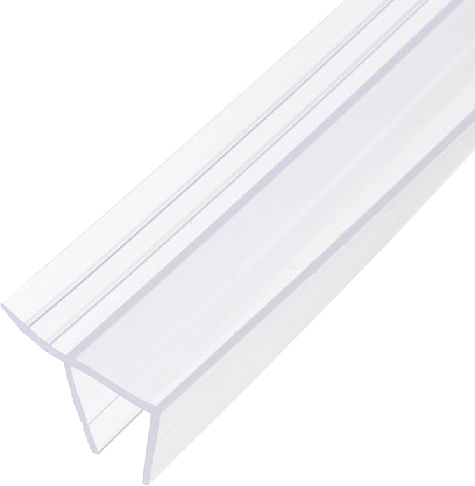 uxcell Shower Door Side Seal, F-Type Shower Door Sweep for 1/2" Glass 130" Long Silicone Frameless Glass Door Seal Strip, Stop Shower Leaks, Clear