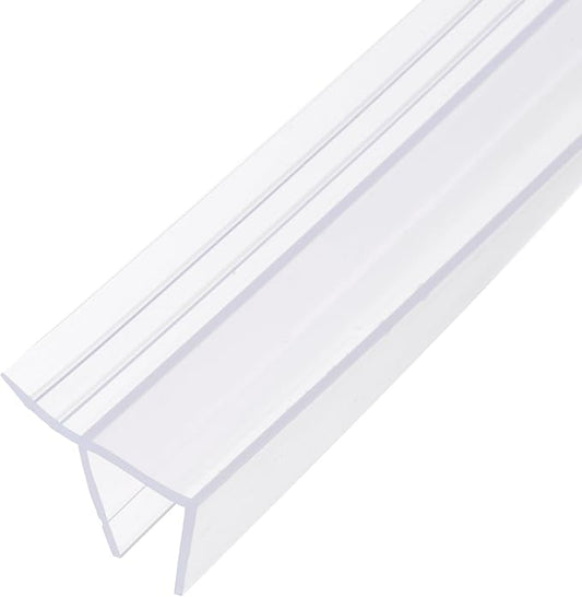uxcell Shower Door Side Seal, F-Type Shower Door Sweep for 3/8" Glass 130" Long Silicone Frameless Glass Door Seal Strip, Stop Shower Leaks, Clear