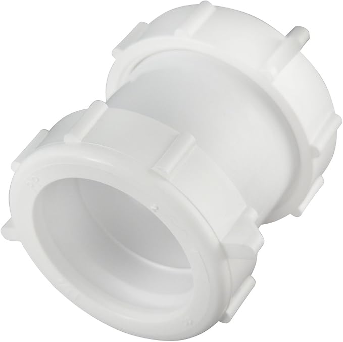 Plumb Pak 46WK Straight Extension Coupling Trap Adapter, 1.5" or 1.25" x 1.5", White