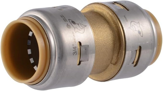 SharkBite Max 3/4 Inch Coupling, Push to Connect Brass Plumbing Fitting, PEX Pipe, Copper, CPVC, PE-RT, HDPE, UR016A