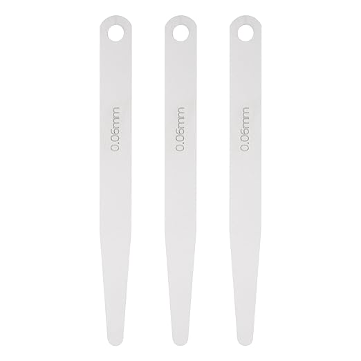 HARFINGTON 3pcs Metric Thickness Feeler Gauge 0.06mm Single Blade Oval Feeler Gauge 3CR-13 Stainless Steel Gap Measuring Tool for Repair Valve Guitar Spark Plug