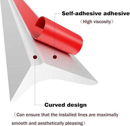 Water Dam Silicone Waterproof Barrier Bathroom and Kitchen Water Strip Coving Edging Strip（White-2.2m）