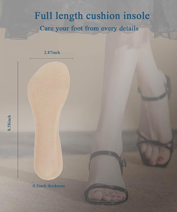 2 Pairs Pigskin High Heel Cushion Inserts Insoles Women, Adhesive Arch Support Sandal Inserts, Anti-Slip Shoe Inserts for Dress Shoes, Leather Cushioning Insoles for Boots, Beige S 5-7