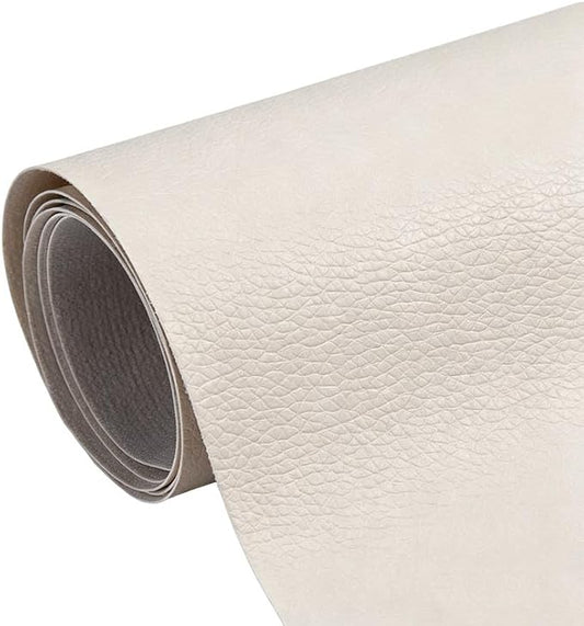 Cremsy Leather Repair Patch, Self Adhesive Leather Repair, Waterproof Vinyl Repair Patch, Cuttable Furniture Repair Tape for Couches, Sofa, Furniture, Car Seats, Bags, Jackets (Off-White)