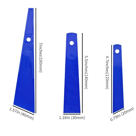 3Pcs Blue Plastic Glue Spreader Smear Plate Scraper Sticks Brushes Durable Flexible Easy to Clean Glue Applicator Spatula Kit Gap Filling Tool for Woodworking Leather Adhesive Projects,3Size