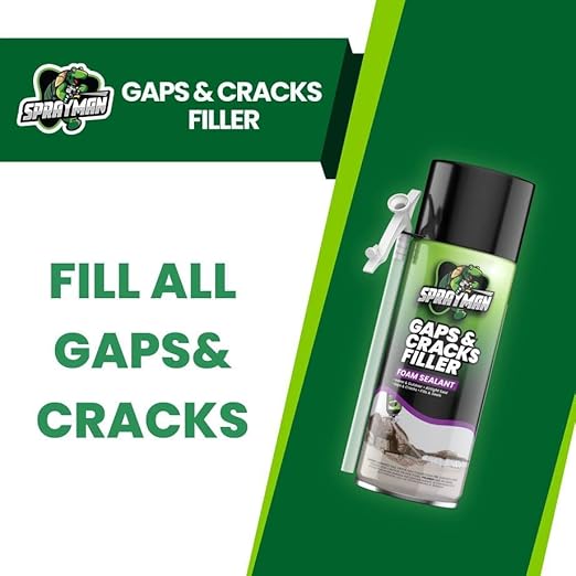 Sprayman Gaps and Cracks Filler Foam - Polyurethane Expanding Foam Sealant for Insulating Doors & Windows, Waterproof & Paintable, Straw Use - 12oz, 1 Pack