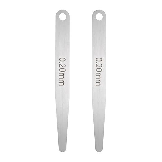 HARFINGTON 2pcs Metric Thickness Feeler Gauge 0.2mm Single Blade Oval Feeler Gauge 304 Stainless Steel Gap Measuring Tool for Repair Valve Guitar Spark Plug