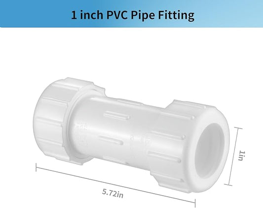 LESSO 1 Inch PVC Compression Coupling, Pipe Connection, IPS Coupling, Compression Fitting, Quick Connecting Piping and Repairs of PVC Pipe, 1" Schedule 40, White
