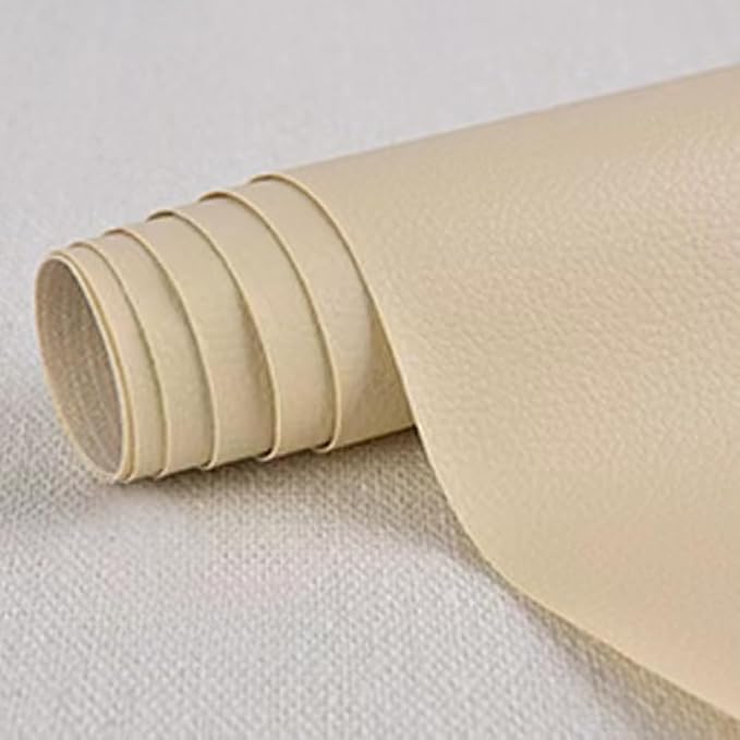 Self Adhesive Leather Repair Patch,Leather Repair Patch Tape Kit,Vinyl Repair Patches Waterproof for Couches,Furniture,Kitchen Cabinets,Car Seats (Beige,19.69"×53.94")