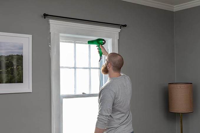 Duck Brand Window Insulation Kit - Winter Seal Kit Fits up to 10 Windows - Rolled Shrink Film Cuts to Size for Easy Indoor Installation - Tape Included - 62 in. by 420 in.- Clear