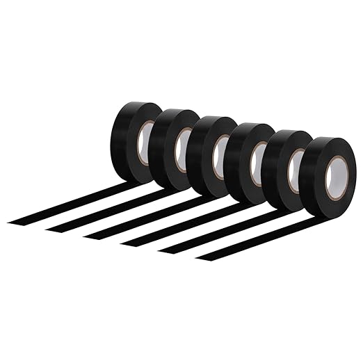 Amazon Basics Electrical Adhesive Tape, Insulating with Strong Adhesive, for Home DIY, Repairs, Electrical, Automotive and Equipment, 3/4" x 60', Black, 6-Pack