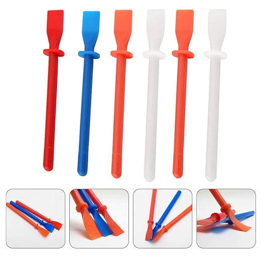Healifty 6Pcs Silicone Glue Spreader Applicator Tool Kit, Flexible Plastic Adhesive Spatula Scraper Brush Set for Woodworking, Leather, Book Binding and Resin Crafts