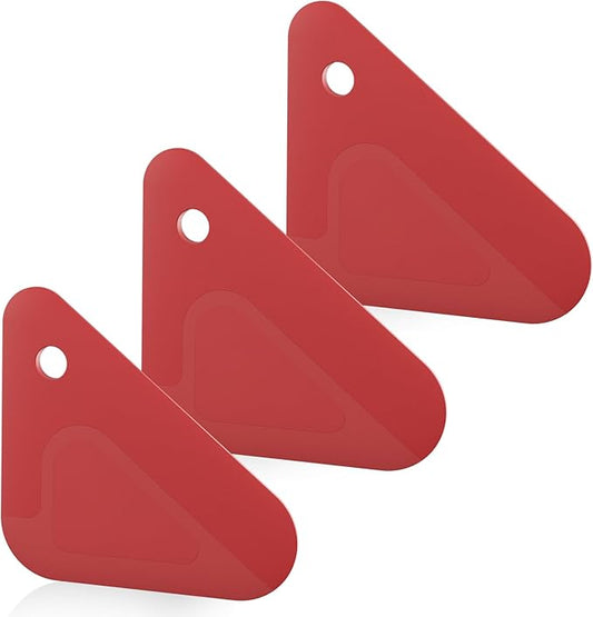 Food Scraper, 2-in-1 Pot and Pan Dish Scraper, Nylon and Silicone, Kitchen Scraper Tools for Cast Iron Skillets, Cookware, Dishes, Pans and Pots, Heat Resistant, Set of 3 - Red