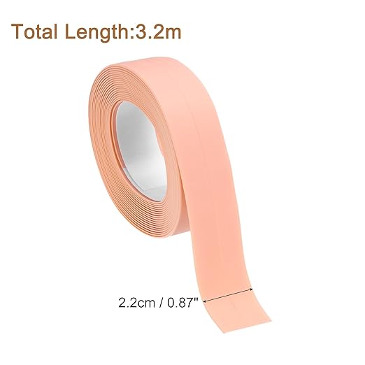 uxcell 4 Rolls Pink Caulk Sealant Strip Waterproof Self Adhesive 0.87" x 10.5Ft Toilet Caulk Tape, Bathtub Caulk Sealing Strip for Kitchen Countertop, Sink, and Floor Edge Protector
