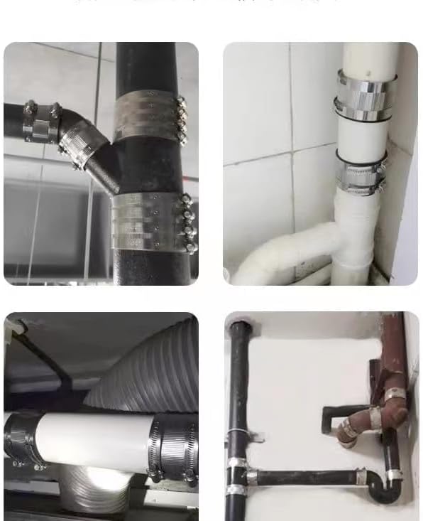 Flexible pipe Coupling with Stainless Steel Clamps.Pipe Connector for PVC and Metal Pipes (4inch/108mm-114mm)