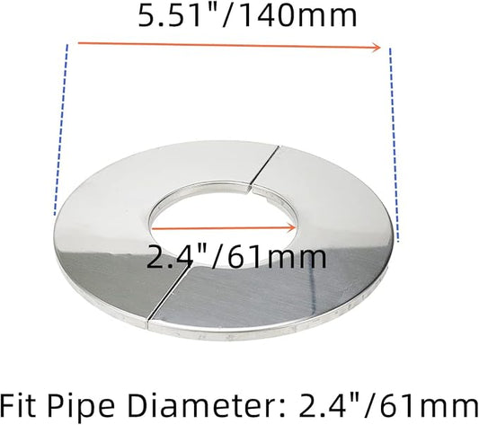 Wall Split Flange, Stainless Steel Round Escutcheon Plate for 2.4"/61mm Diameter Pipe, Pack of 2