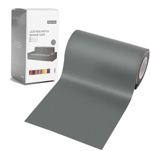 Leather Repair Patch Kit Dark Gray 4 x 60 inch Leather Repair Tape Self Adhesive Patch for Furniture, Couch, Sofa, Car Seats Computer Chair First Aid Vinyl Repair Kit