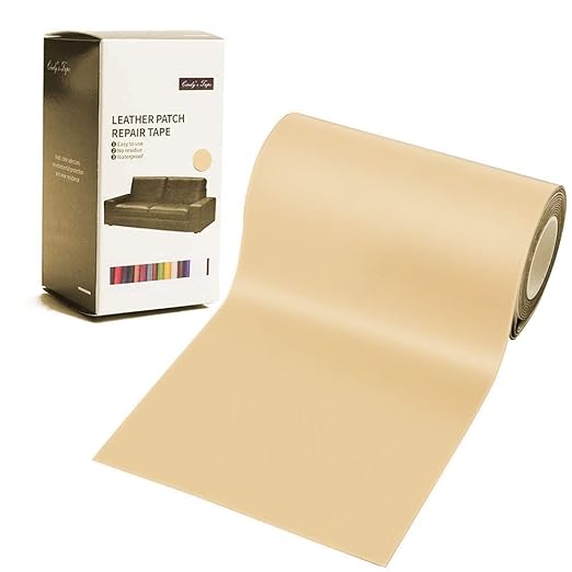 Cindy's Tape Leather Repair Patch Tape Beige Tan 4 x 60 inch Self Adhesive Leather Repair Tape for Furniture, Car Seats, Couch, Sofa, Office Chair, Vinyl Repair Kit