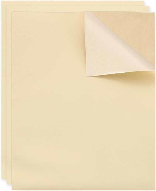 MECCANIXITY 5 Pcs Leather Repair Patch 10"x12" Self-Adhesive Leather Vinyl Repair Tape Kit for Furniture Couches Sofa Chair Car Boat Seats Jackets, Beige Yellow