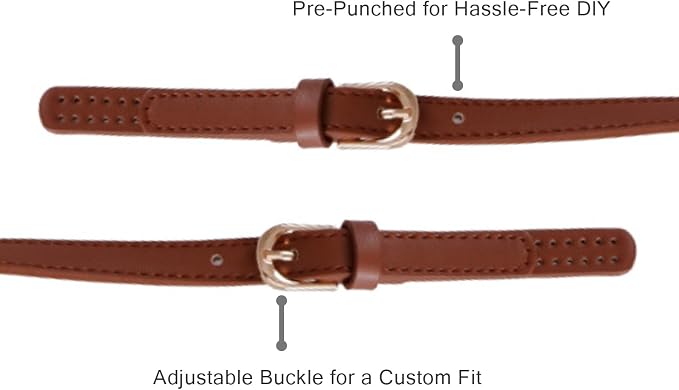 XIMEO 2 Pack Replacement Purse Straps – Adjustable PU Leather Handles with Buckle for DIY Bag Making, Tote & Handbag Repair