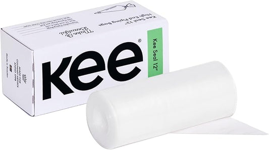 KEE-SEAL Disposable Pastry Bags, Piping Bag with Grip Tight Outer Surface, Smooth-Flow Interior, Easy Tear Perforation, Convenient Dispenser Box, 12-Inch, Clear