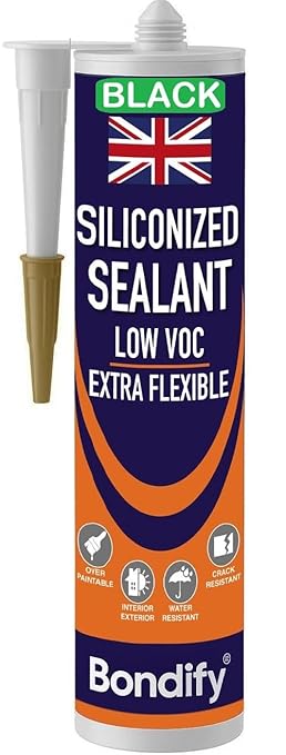 Waterproof Siliconized Acrylic Latex Caulk Black, 17.6oz, Silicone Sealant Acrylic, PAINTABLE Crack Proof Door, Window Frame Sealant, Ideal for Filling Cracks & Gaps, Bathroom, Kitchen