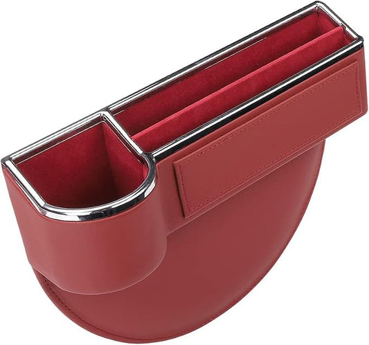 SANRILY Red Universal Car Seat Gap Filler Organizer with USB Hole Fashion PU Leather Multifunctional Car Center Console Organizer with Cup Holder 1 Pack