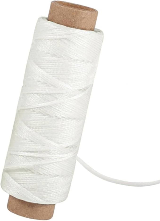 Leather Sewing Waxed, White Waxed Thread for Beginners Leather Craft DIY Supplies, Shoe Repairing, Jewelry Making (45.7Yards)