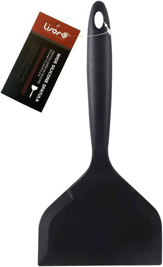 Silicone Japanese Tamagoyaki Omelette Spatula Wide Silicone Pancake Spatula Nonstick Heat-Resistant Pancake Shovel for Egg, Fish, Burgers, Steak and Pizza，Black