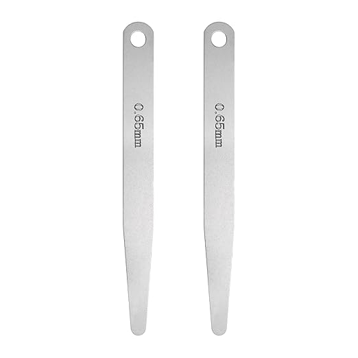 HARFINGTON 2pcs Metric Thickness Feeler Gauge 0.65mm Single Blade Oval Feeler Gauge 304 Stainless Steel Gap Measuring Tool for Repair Valve Guitar Spark Plug