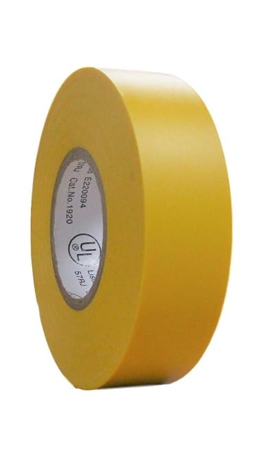 TradeGear Colored Electrical Tape - PVC General Purpose - Waterproof, Flame Retardant, Rubber Based Adhesive, UL Listed - Rated for Max. 600V and 80oC Use – 60’ x 3/4" x 0.07" (1 Pk Yellow)