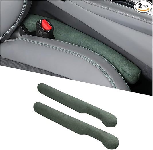 2PCS Car Seat Gap Filler, 2PCS Leather Between Chair Console Gap Plug to Impede ltems from Dropping, Automotive Interior Seat Seam Guard Stopper, Universal for Sedan RV Truck (Green)
