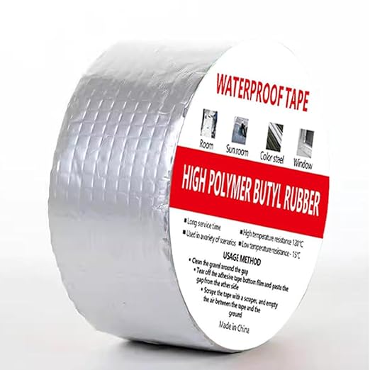 Butyl Aluminum Foil Tape 2" x 16ft - Heavy Duty Waterproof Sealant for RV Roof, Boat, EPDM & Pipe Leak Repair | All-Weather Adhesive Tape for Windows, Glass, Metal Surfaces (Silver)