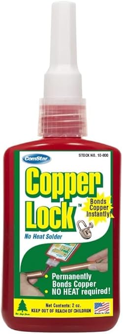 Copper Lock 2 oz, No Heat Liquid Solder for Copper, Brass & Yellow Metals, Instant Leak Proof Seal up to 500 PSI, -60°F to +300°F, Bonding Solution for Plumbing & HVAC (Pack of 12)