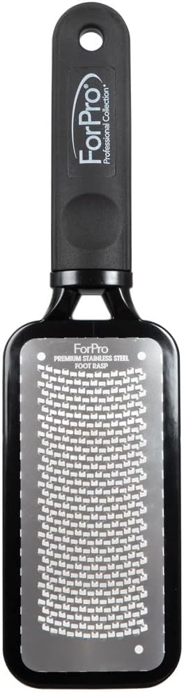 ForPro Professional Collection Premium Stainless Steel Foot Rasp, Colossal Foot File & Callus Remover, Instantly Removes Calluses & Smooths Cracked Heels, 10.75" L x 2.75" W, Black