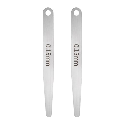 HARFINGTON 2pcs Metric Thickness Feeler Gauge 0.15mm Single Blade Oval Feeler Gauge 304 Stainless Steel Gap Measuring Tool for Repair Valve Guitar Spark Plug